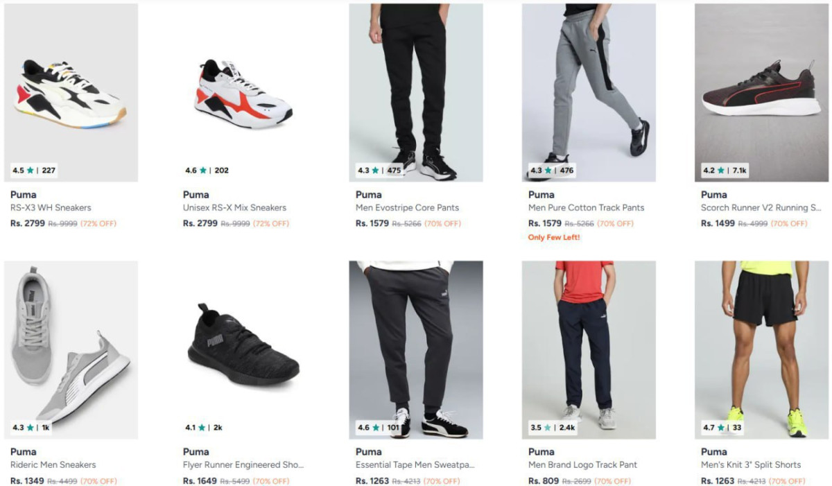 Myntra Loot 72 On Puma Clothing Footwearmen S Women Boys Girls