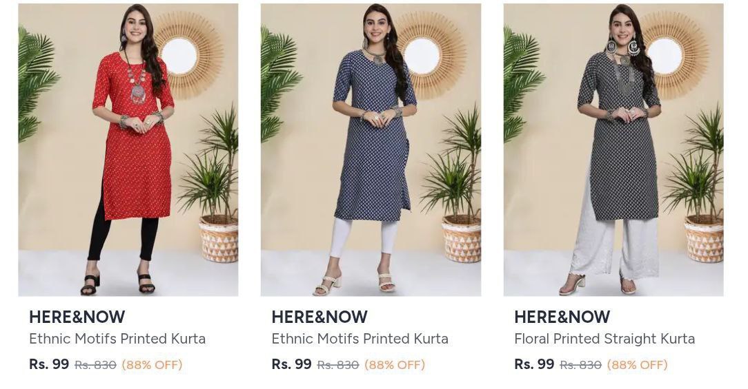 Myntra Loot Womens Kurta At 99 – Best Price in India