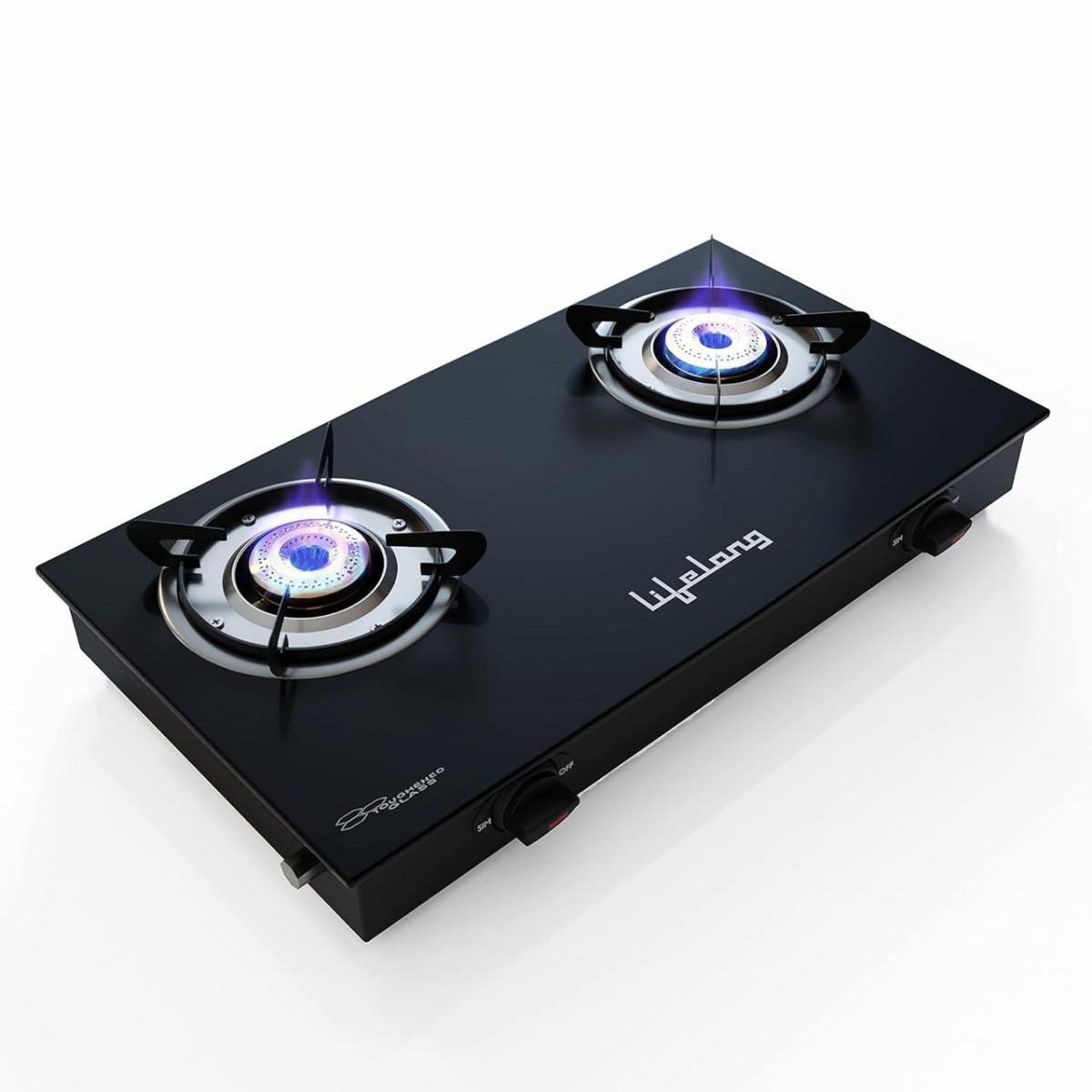 Lifelong 2 Burner Gas Stove Top For Kitchen - Manual Ignition Cooktop Moder