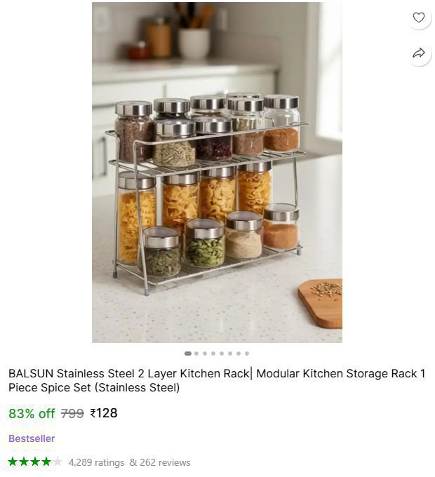 Stainless Steel 2-tier Kitchen Rack 128 – Best Price in India