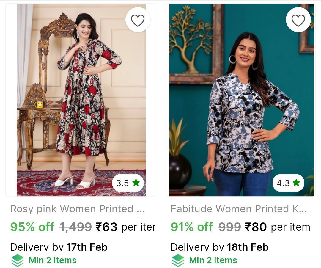 Shopsy Fashion Deals Kurtis Ethnic Sets From 99 Sarees From 99 Womens Dress