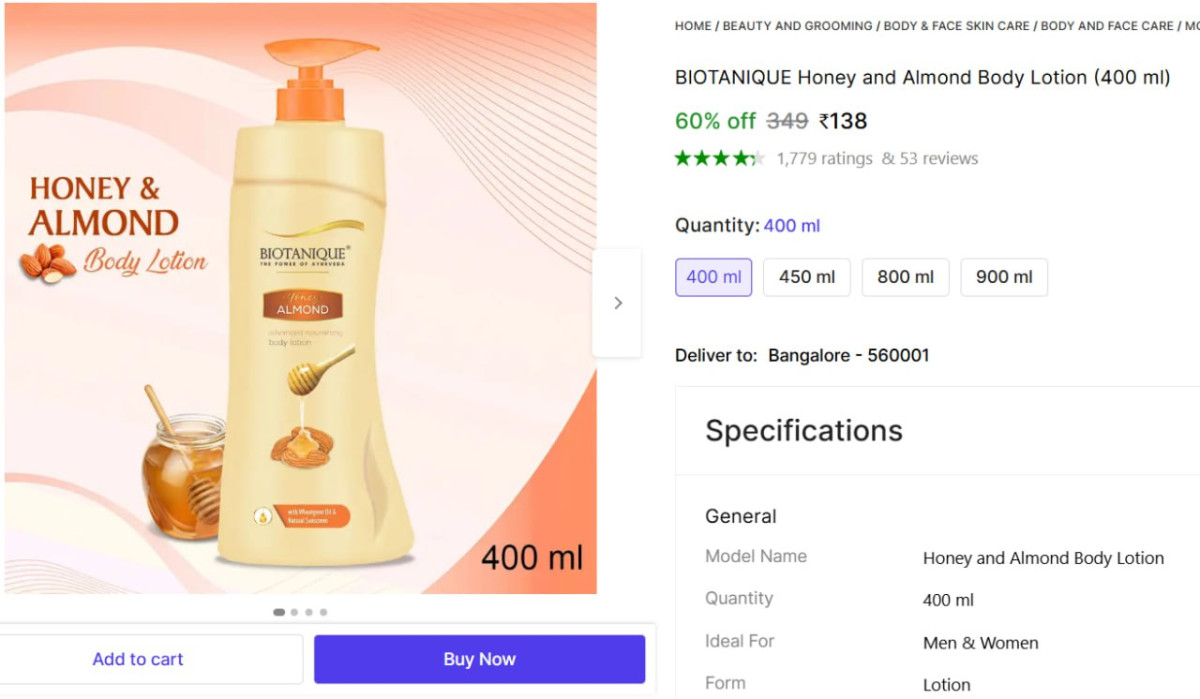 Biotanique Body Lotion 400 Ml 138 – Best Price in India