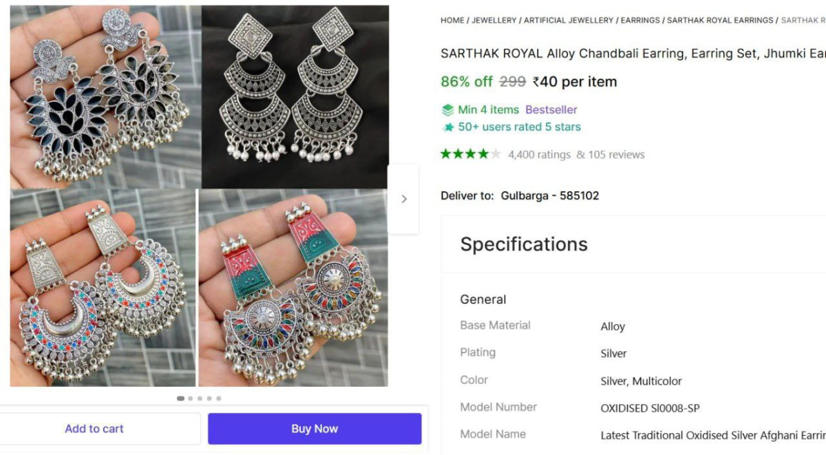Alloy Jhumki Earrings 40 – Best Price in India