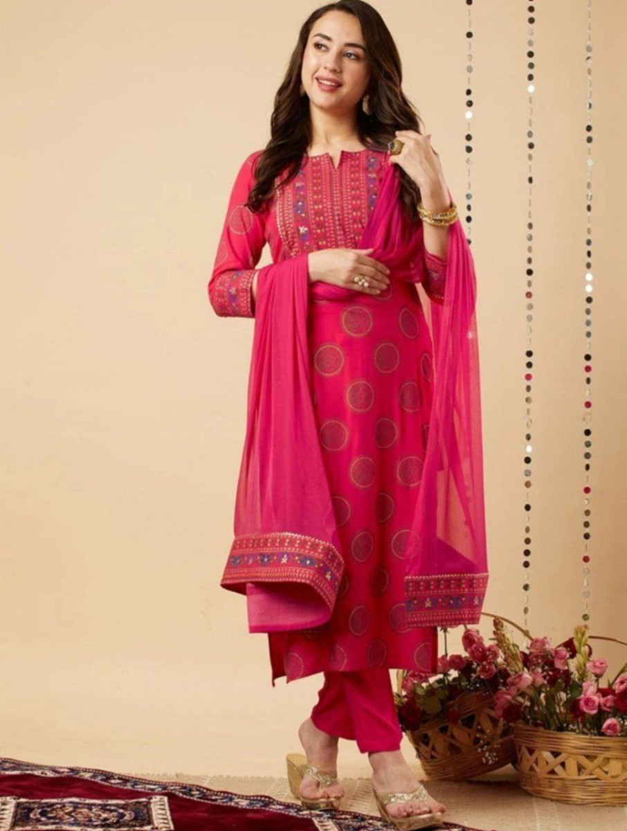 Women Viscose Rayon Kurta Pant Dupatta Set 408 – Best Price in India