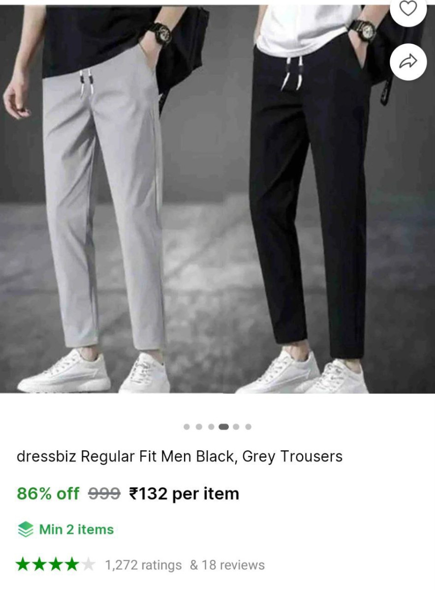 Regular Fit Men Trousers 132check Min Buy Quantity – Best Price in India