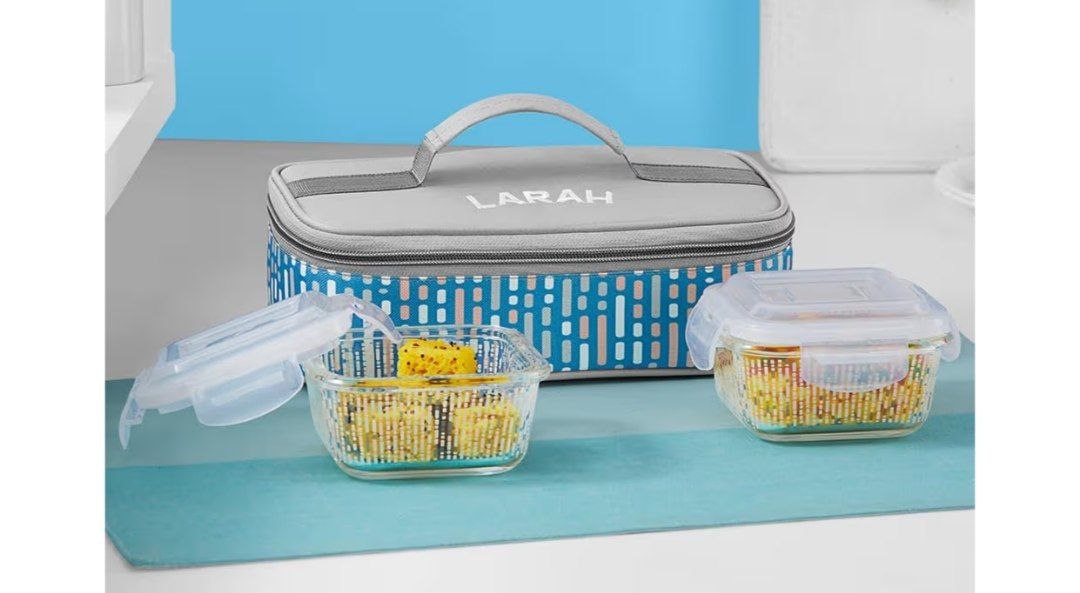Larah Borosilicate Glass Lunchbox With Bag 376 More – Best Price in India