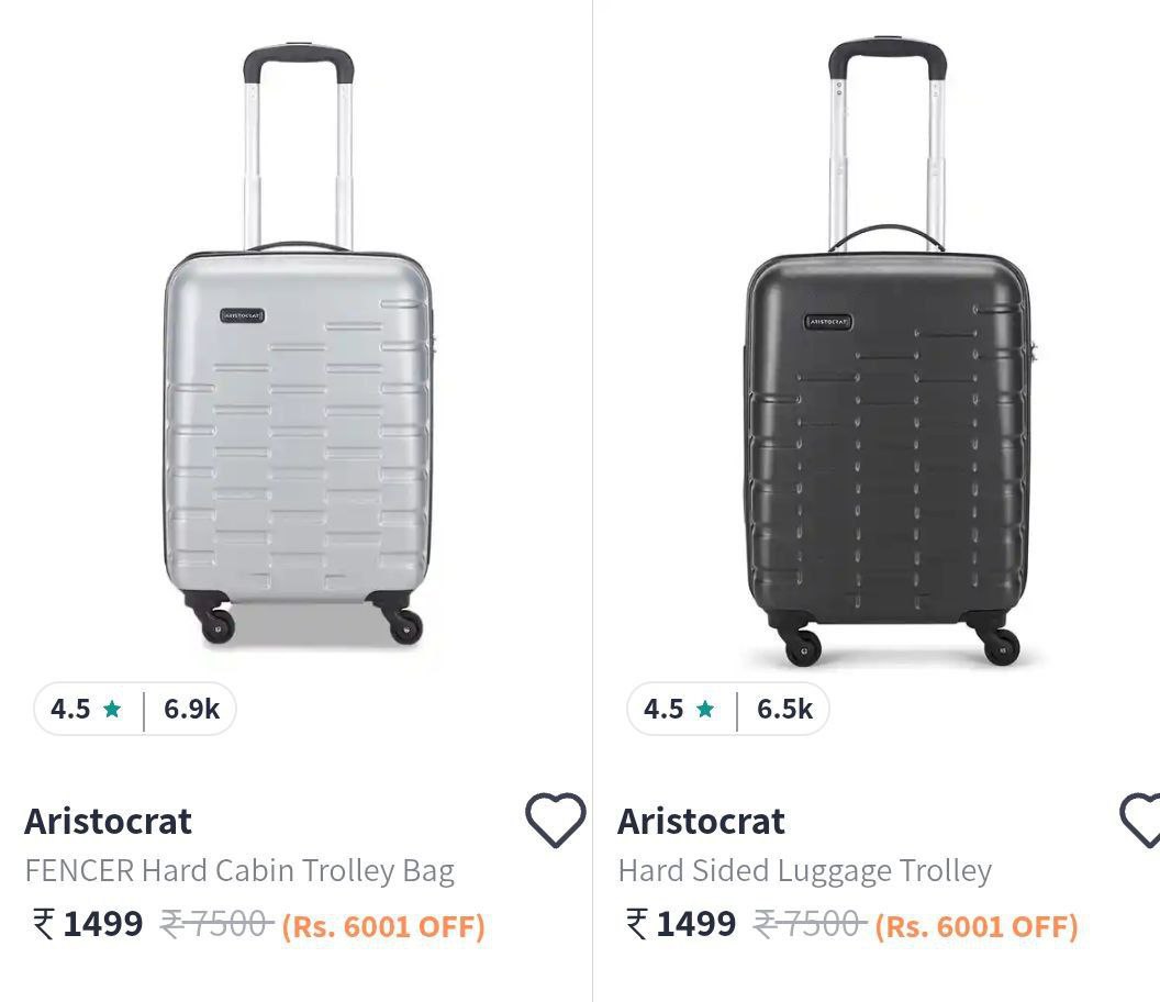 Myntra Aristocrat Trolleys 1499safari 8 W Hard Trolleys 1549wildcraft Troll