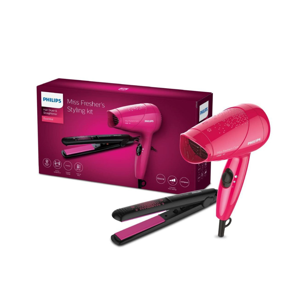 Philips India S No 1 Hair Styling Brand Hair Dryer Straightener Combo Kit 1