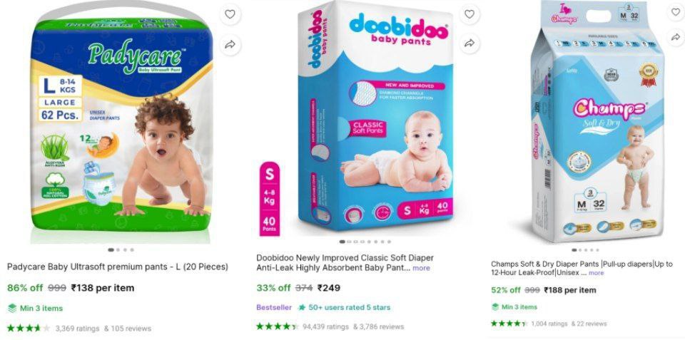 Baby Diaper Pack Of 75 138more - Check Min Buy Quantity – Best Price in Ind