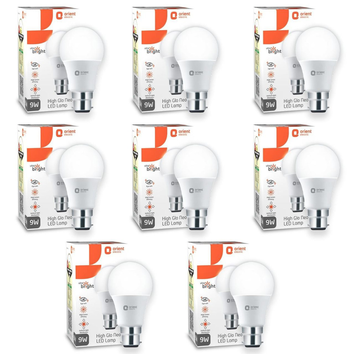 Orient Electric Polycarbonate High Glo Led Lamp 9w (warm White 3000k B22 - 