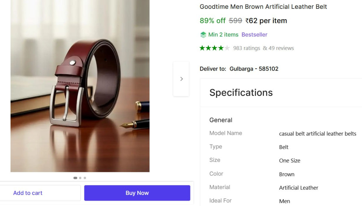 Artificial Leather Belt 62 – Best Price in India
