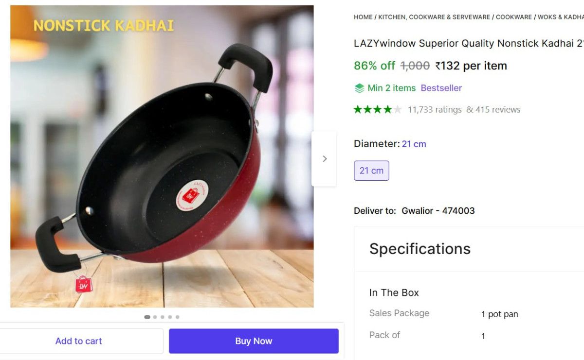 Nonstick Kadhai 132 Min Buy - 2 – Best Price in India