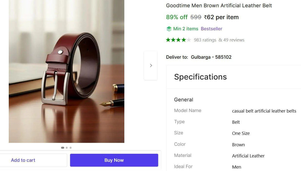 Artificial Leather Belt 62 – Best Price in India
