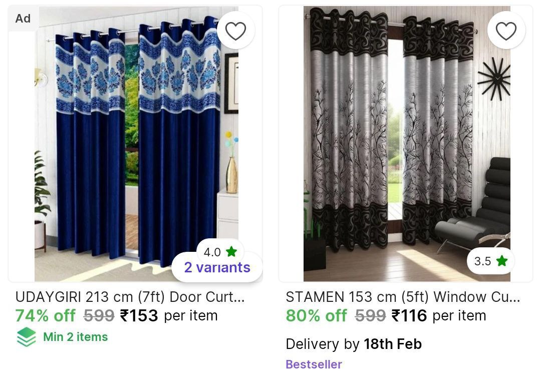 Curtains Starts From 116 Check Min Buy Quantity – Best Price in India
