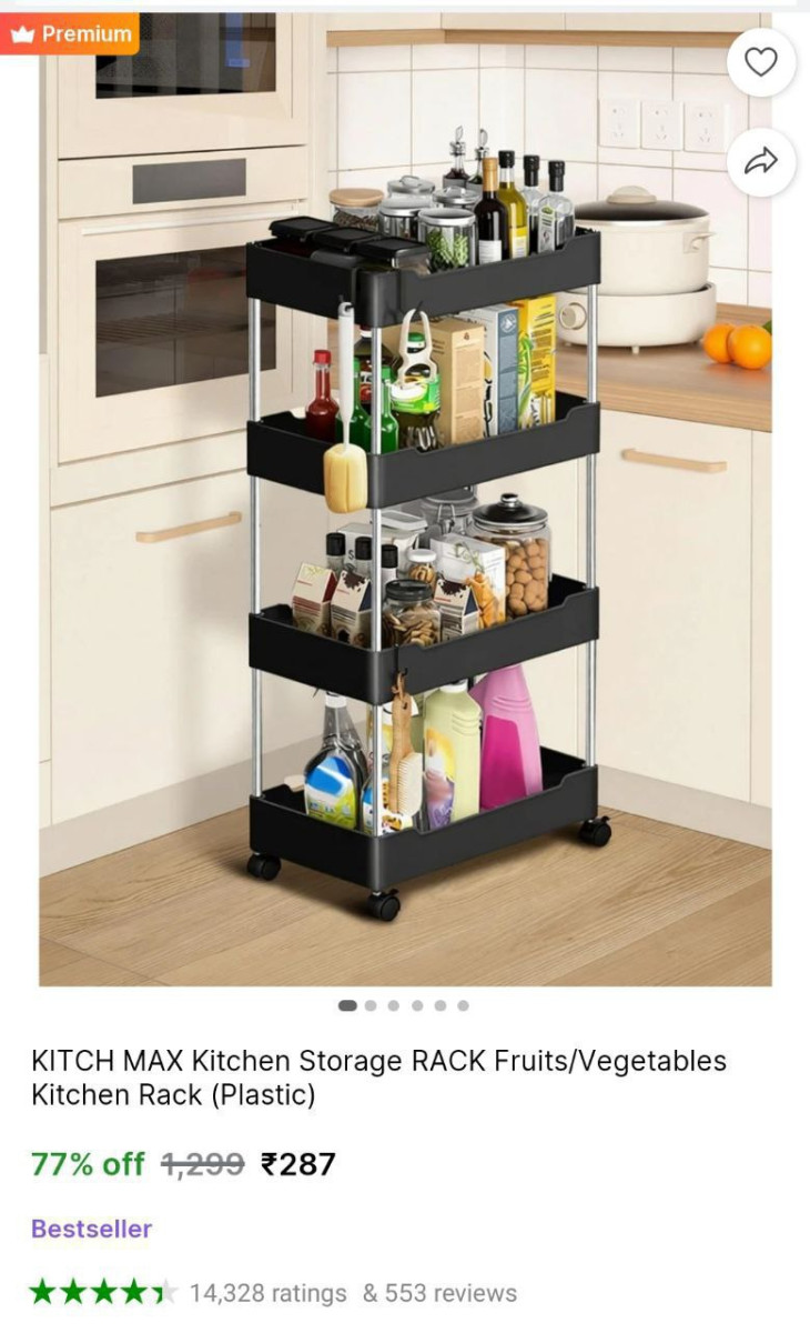 Shopsy 4 Tier Storage Rack With Wheel 287 – Best Price in India