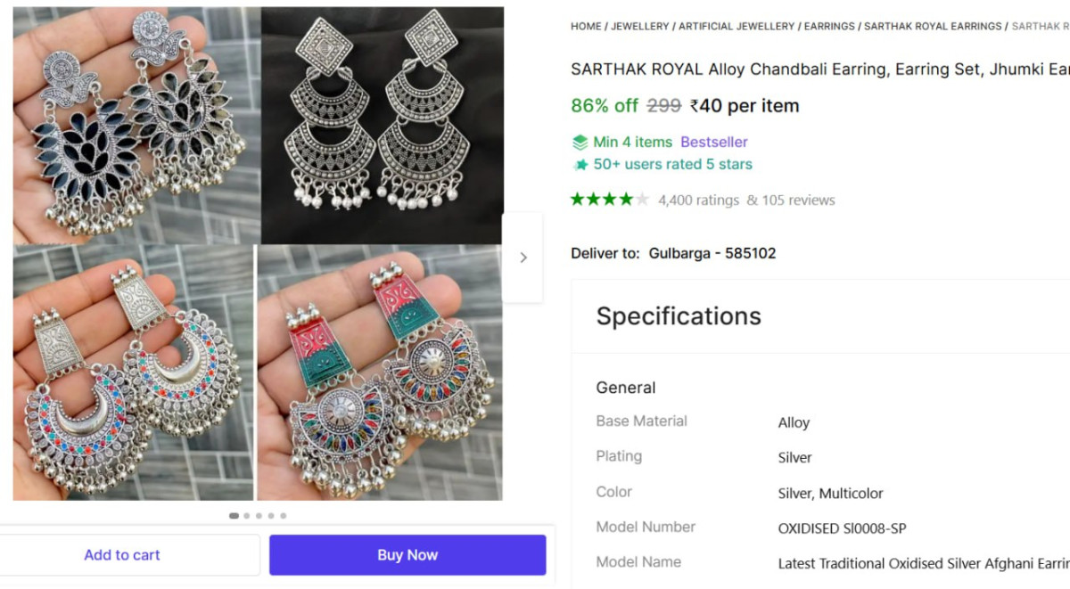 Alloy Jhumki Earrings 40 – Best Price in India