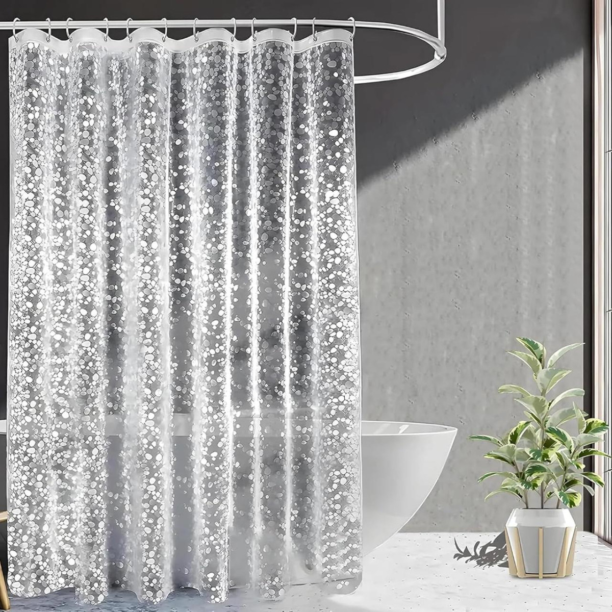 Kuber Industries Shower Printed Curtains For Bathroom 7 Feet Transparent 29