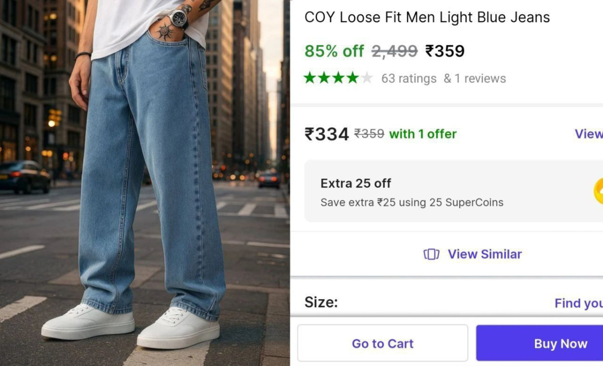 Men S Baggy Jean S 359 Select Size - 28 34 – Best Price in India
