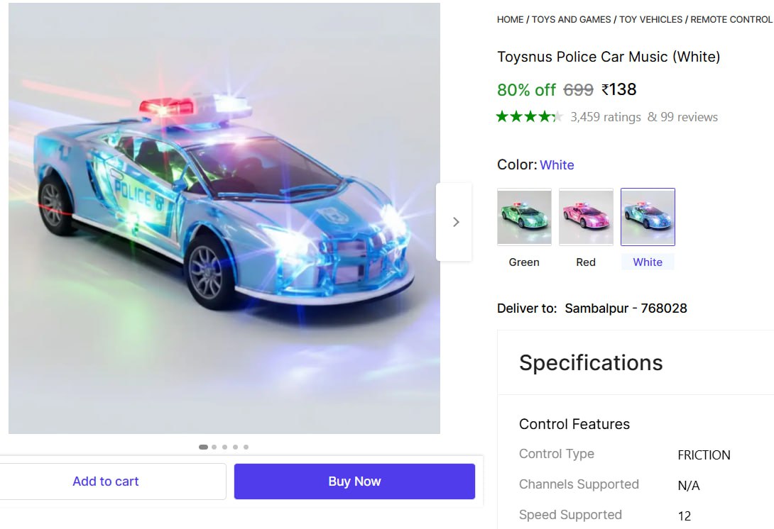Toy Police Car Music 138 – Best Price in India