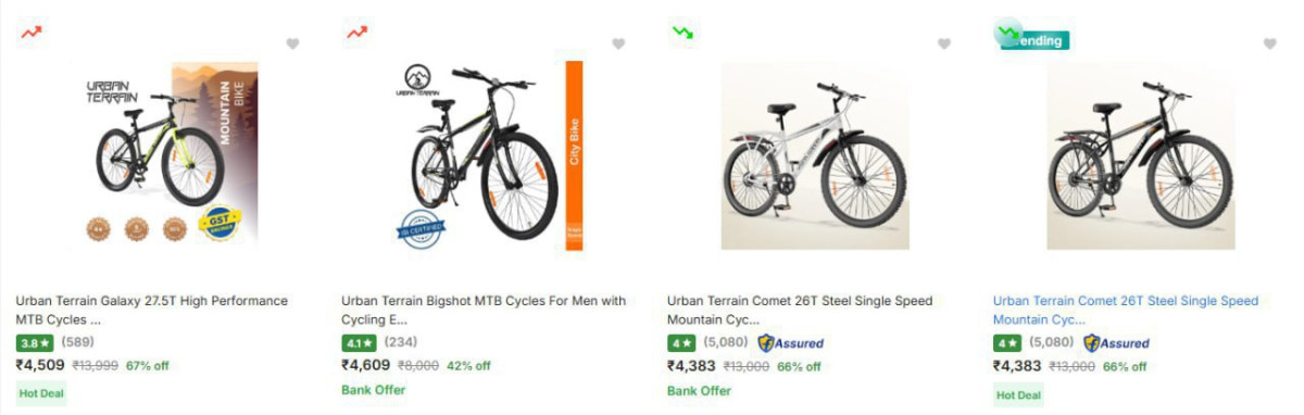 - Urban Terrain Non Geared Cyclesstarting Rs 3499 – Best Price in India