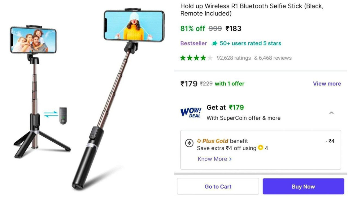 Selfie Stick With Bt Remote 183 – Best Price in India
