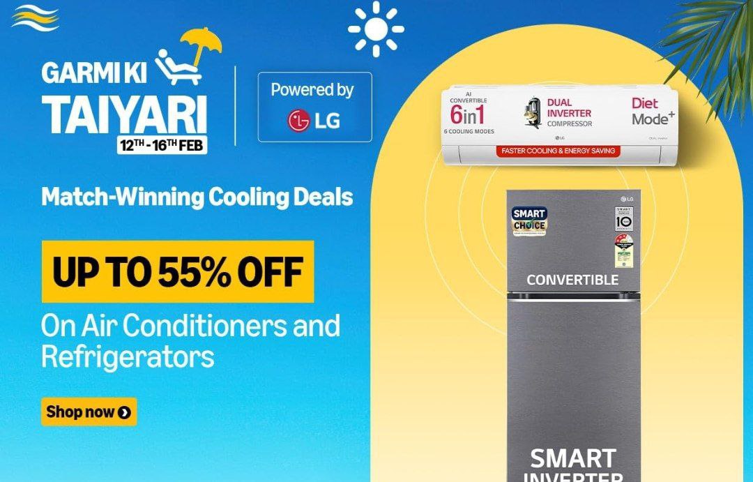 Amazon Appliances Sale - Garmi Ki Taiyari (12th - 16th Feb) Up To 55 Bank O