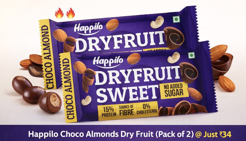 Ondc Loot Happilo Choco Almonds Dry Fruit (pack Of 2) Just 34 Use Code Wow2
