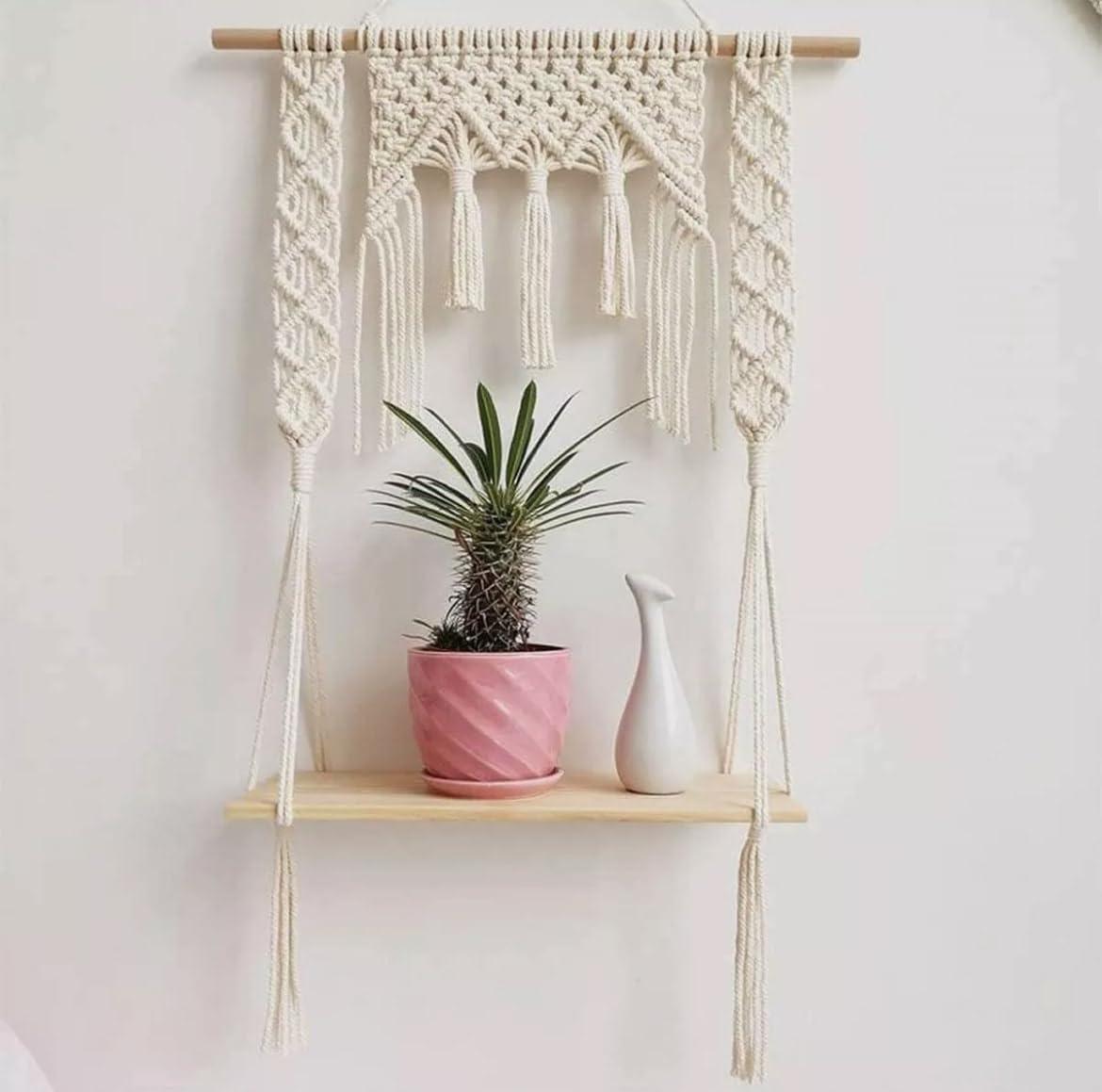 Decazone Macrame Wall Hanging Shelf Wood Floating Shelves 244 – Best Price 