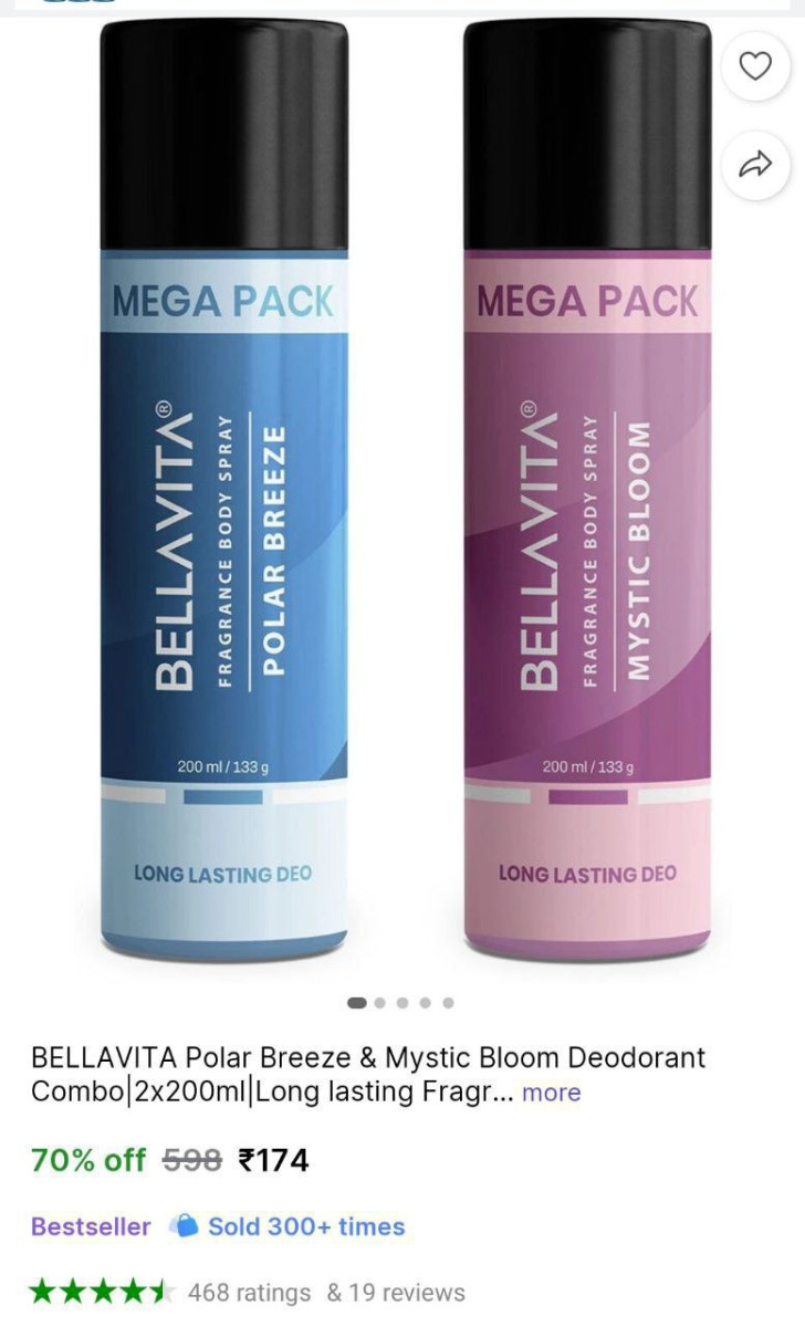Bellavita Deodorant Spray Pack Of 2 174 – Best Price in India