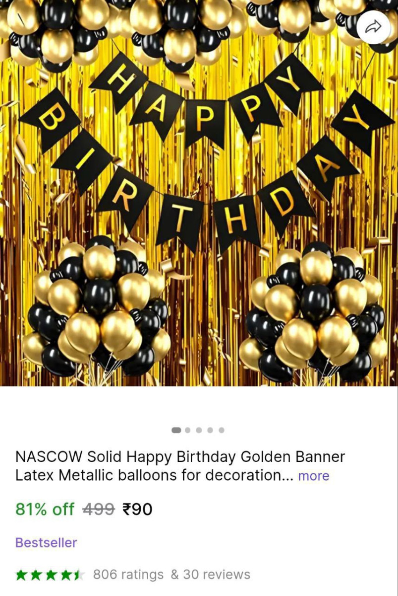 Happy Birthday Golden Set (pack Of 36 Items) 90 – Best Price in India