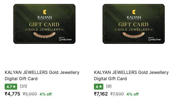 Flipkart Loot Kalyan Jewellers Gift Cards Flat 4 5 Additional Cashback 10 U