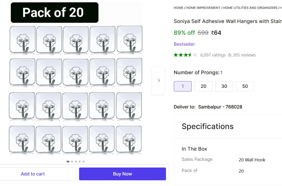 Pack Of 20 Hooks 64 – Best Price in India