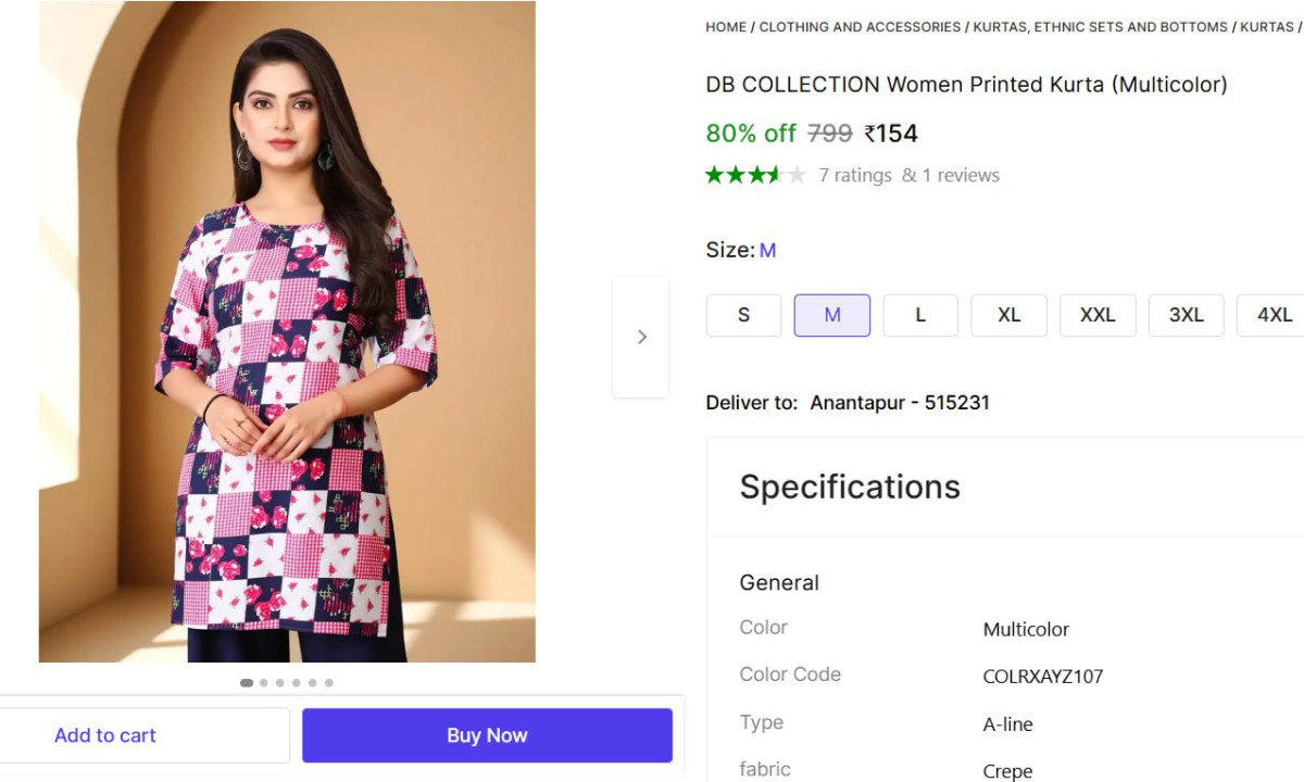 Women Printed Kurta (multicolor) 154 – Best Price in India