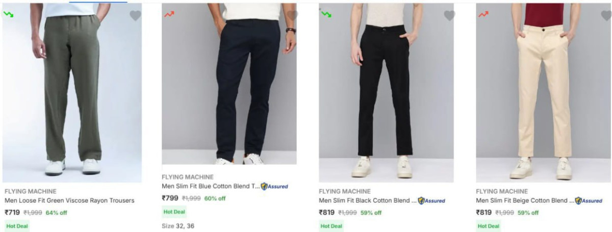 Flipkart 65 - Flying Machine Mens Trousers Stating From Rs 719 Link – Best 