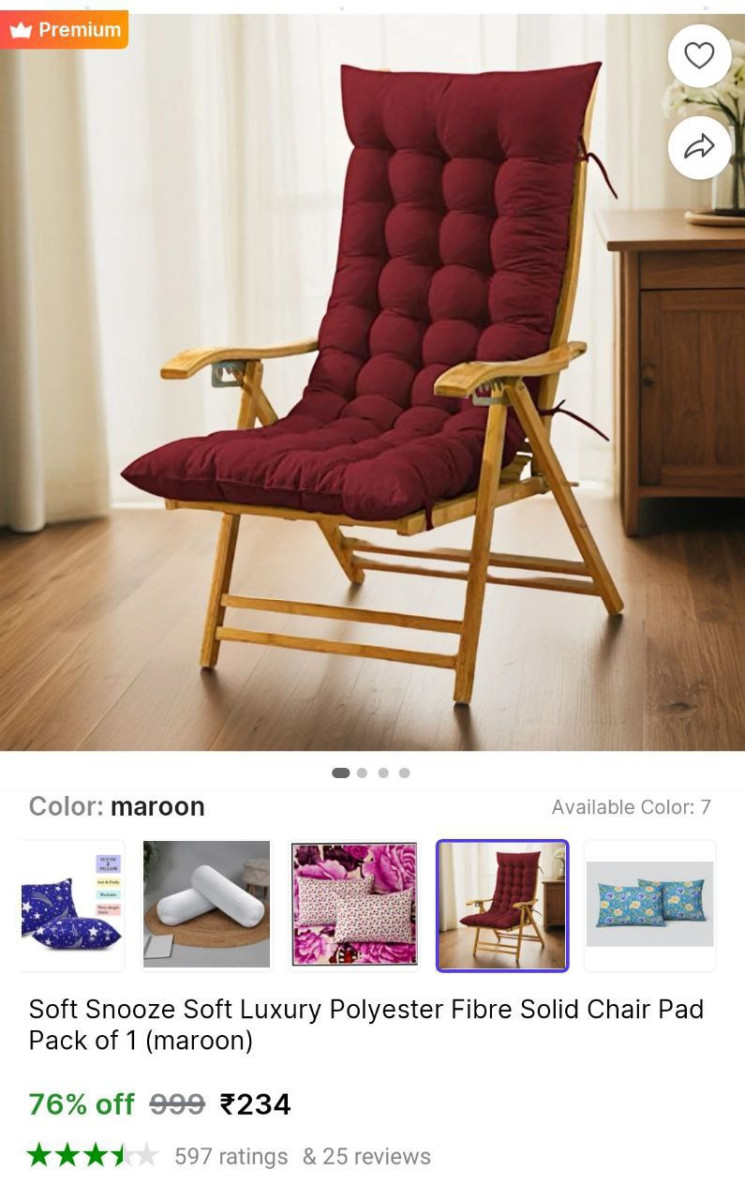 Soft Snooze Luxury Polyester Chair Pad 234 – Best Price in India