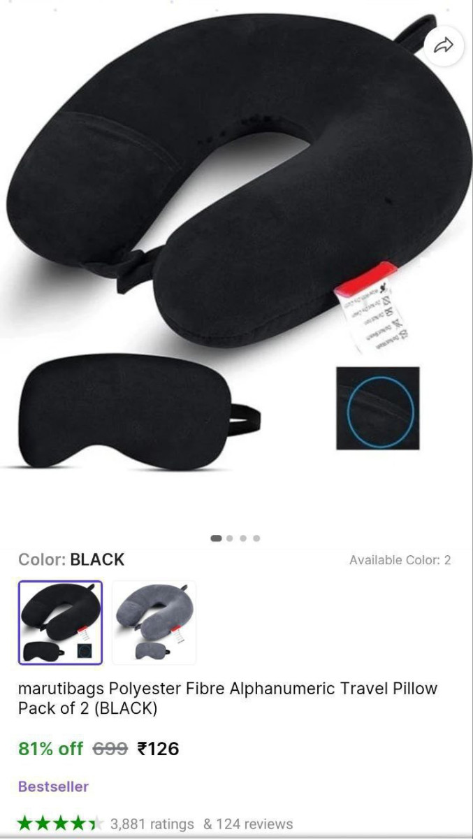 Travel Neck Pillow Set Of 2 126 – Best Price in India