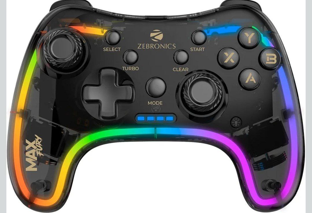 Amazon Zebronics Max Fury Transparent Rgb Led Illuminated Wired Gamepad 999