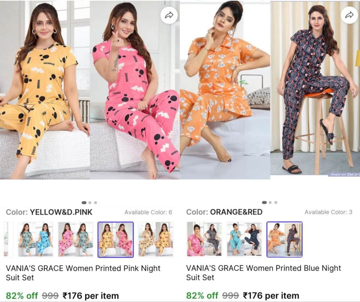 Women Printed Night Suit Set 176more – Best Price in India