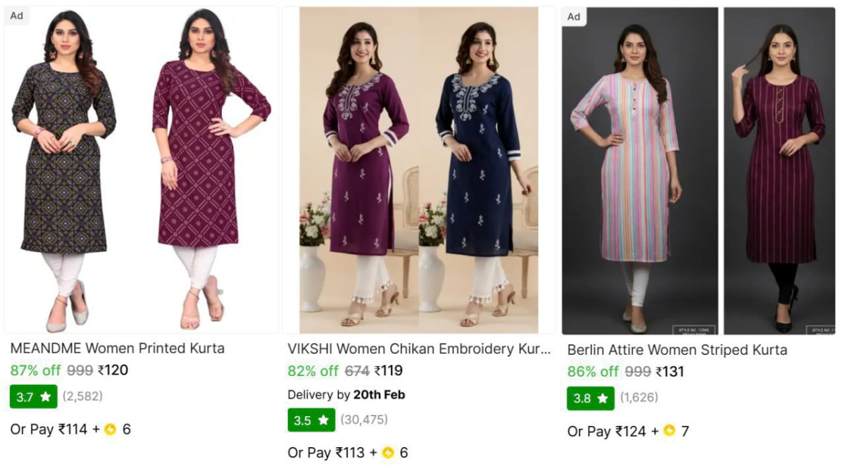 Women Printed Kurta Deals120 119 131 – Best Price in India