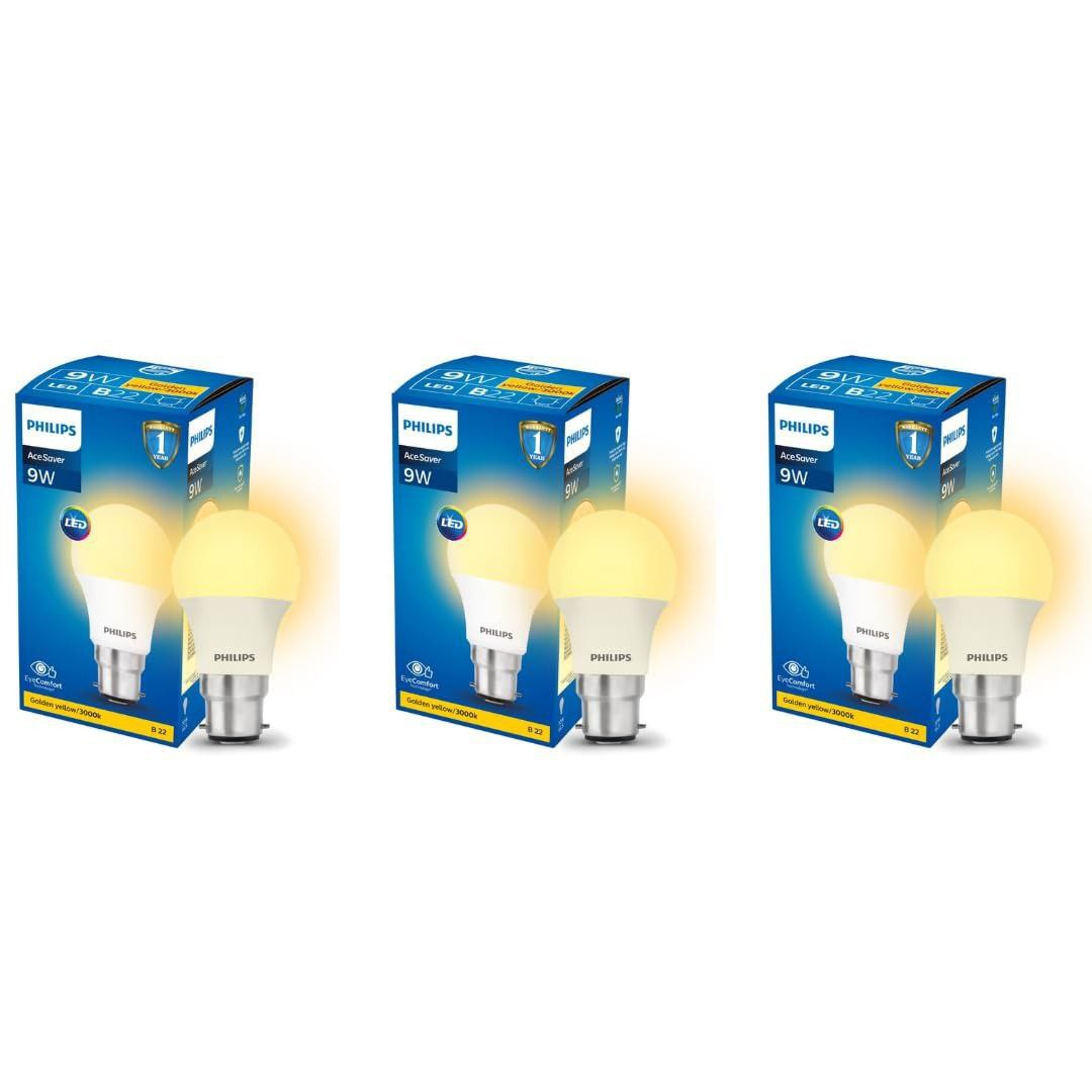 Philips 9-watts B22 Led Warm White Led Bulb Pack Of 3 (ace Saver) 191 – Bes
