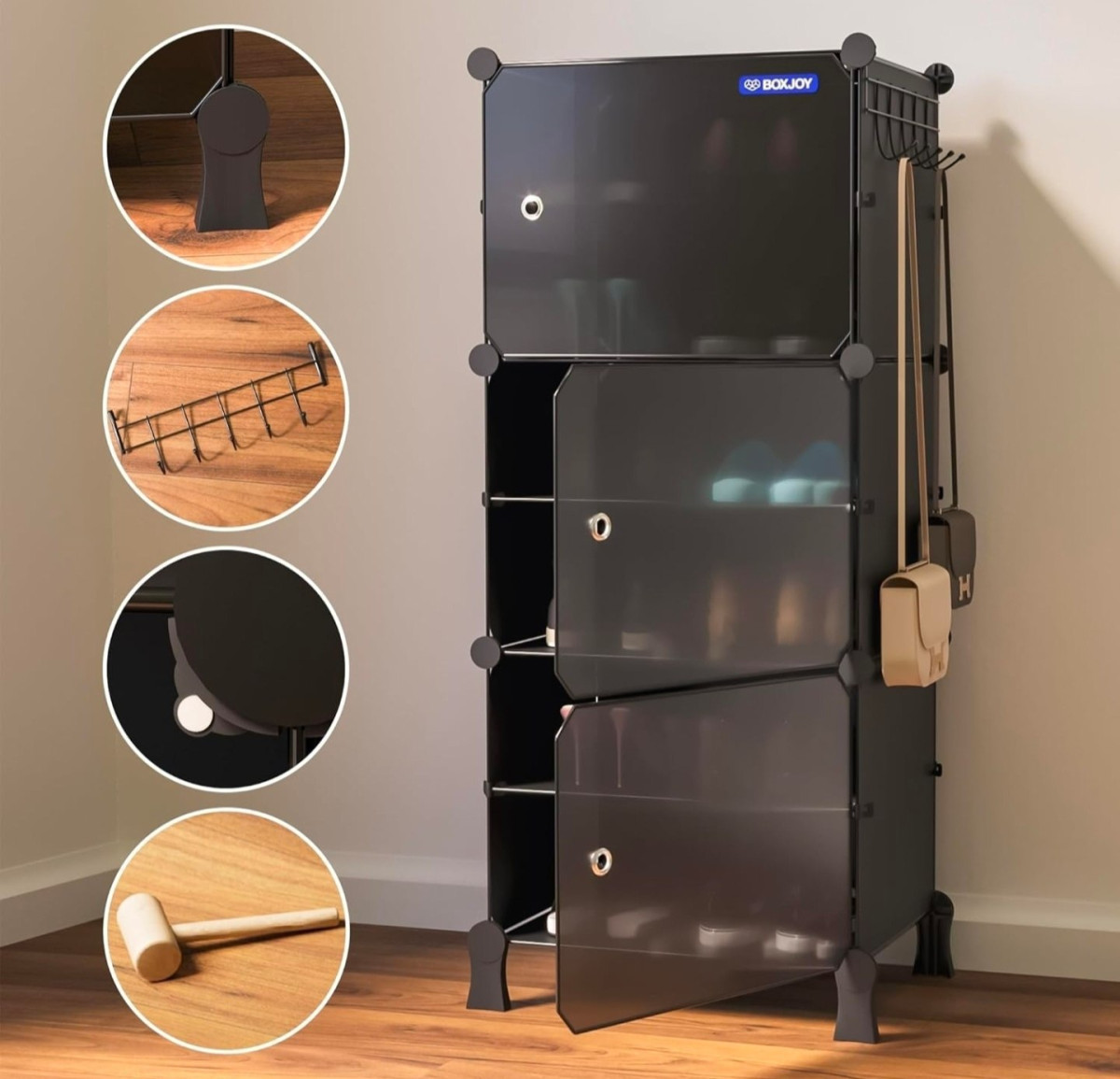 Shelf Black Shoe Rack With 3 Doors At 1197apply 300 Coupon – Best Price in 