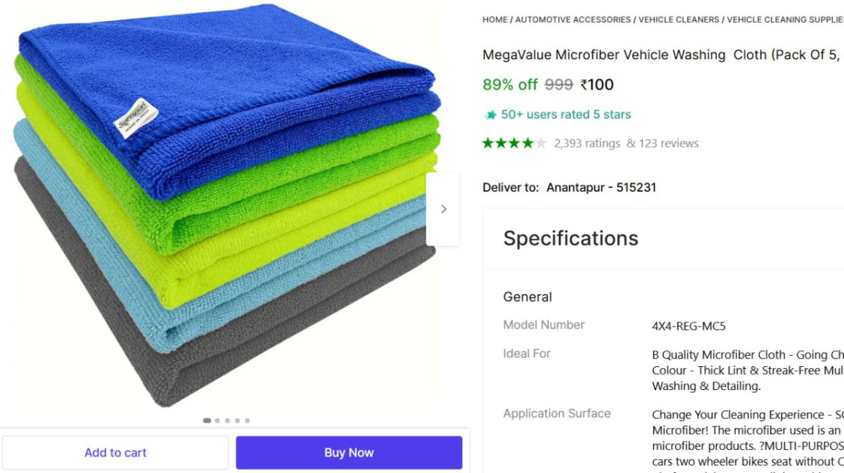 Microfiber Vehicle Washing Cloth (pack Of 5) 100 – Best Price in India