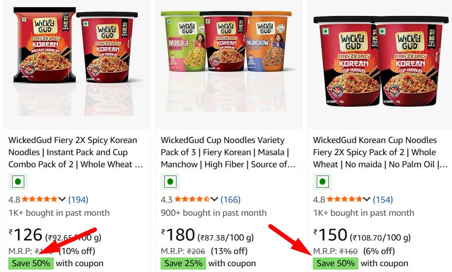 On Wickedgud Pasta Noodles50 Coupon – Best Price in India