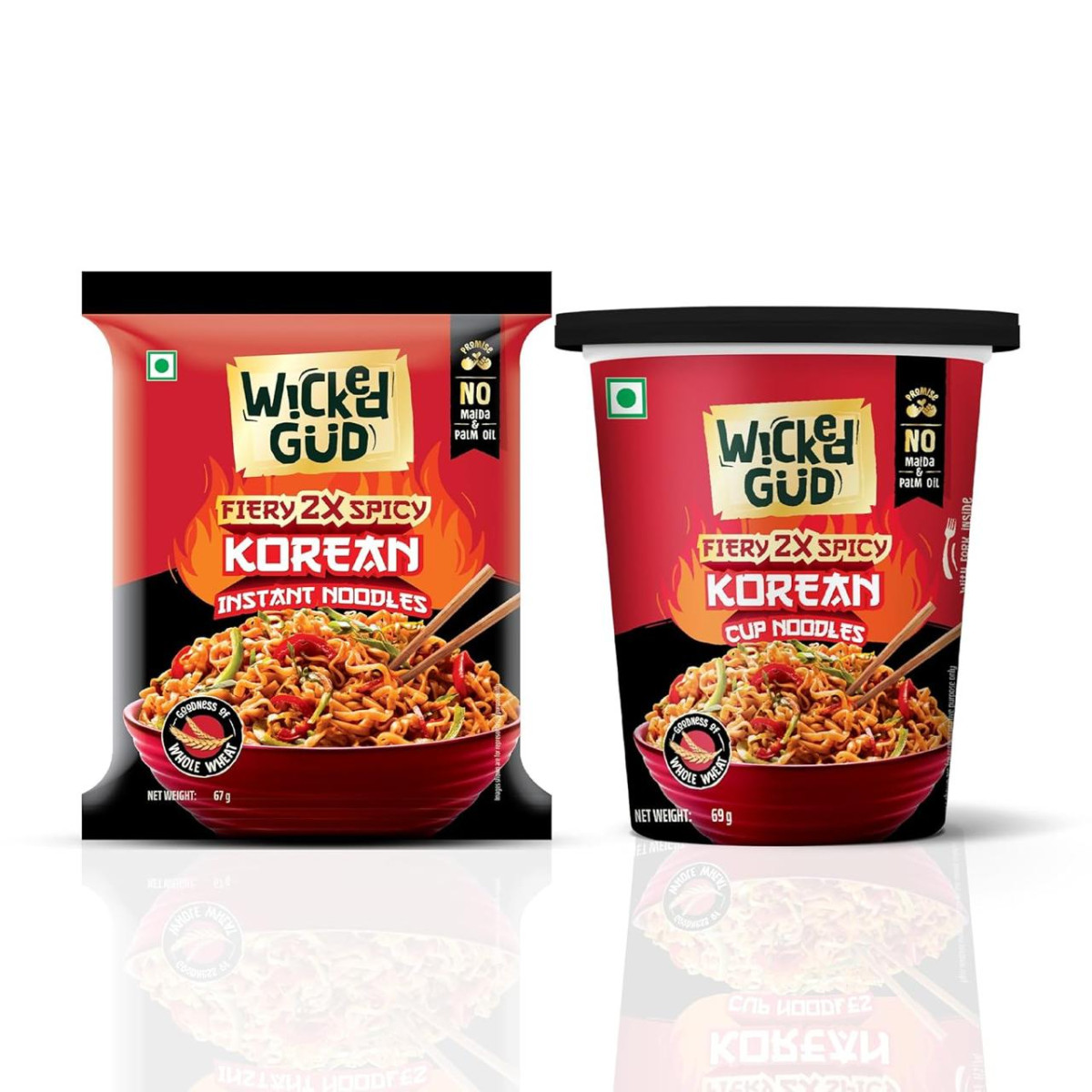 Wickedgud Fiery 2x Spicy Korean Noodles 67g 69g 63 – Best Price in India