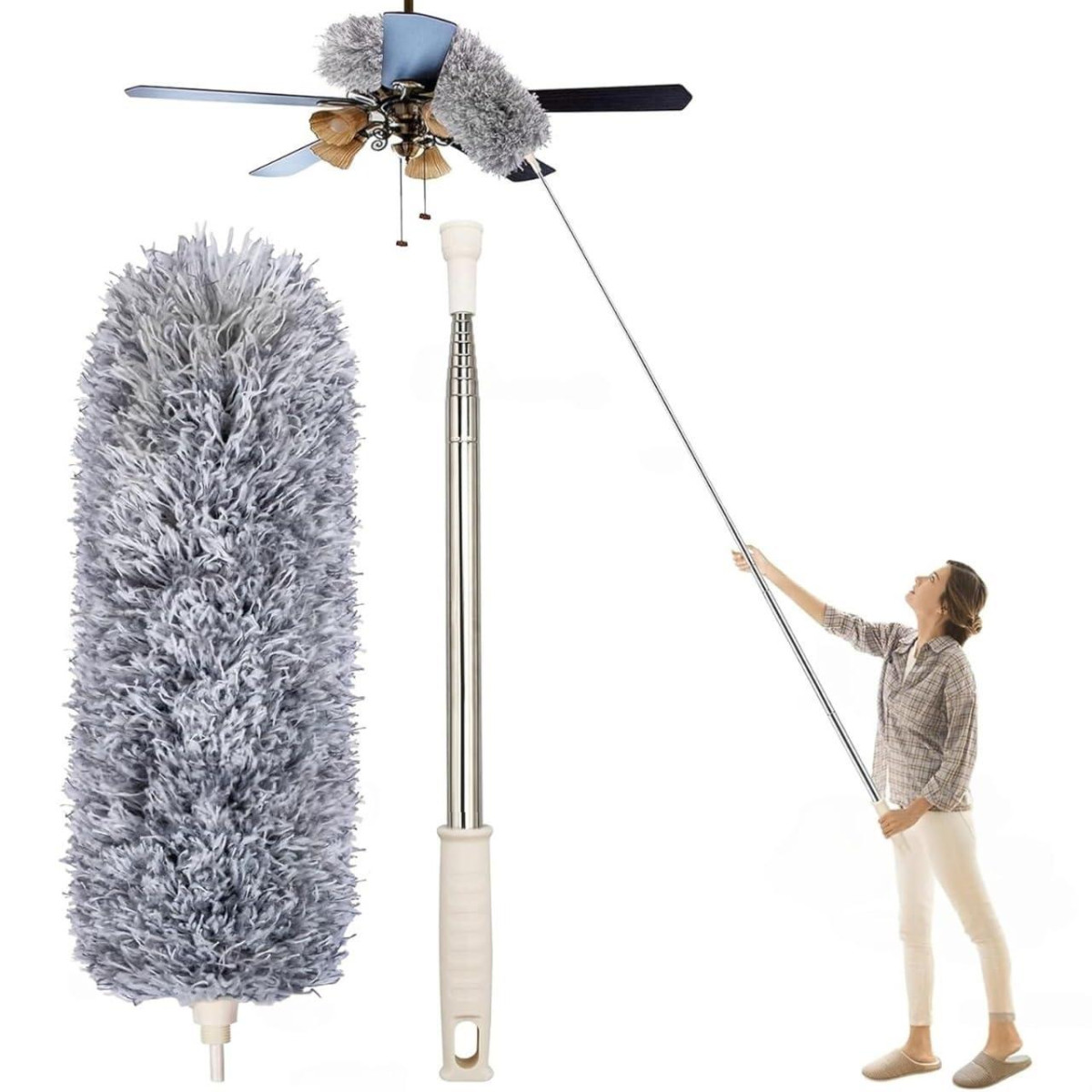 Upgraded Fan Cleaning Mop Microfiber Duster With Extension Pole 198 – Best 