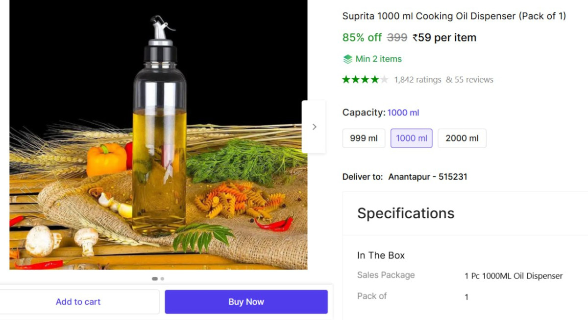 Ml Cooking Oil Dispenser 59 – Best Price in India