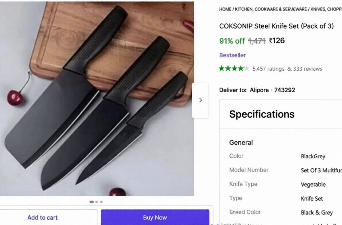 Steel Knife Set (pack Of 3) 126 – Best Price in India