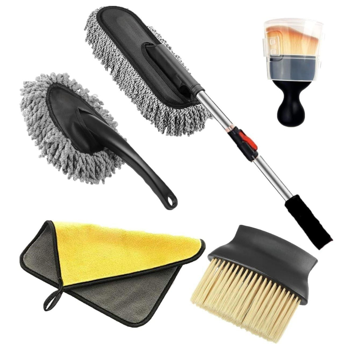 Ardith 5 Pcs Microfiber Car Duster With Long Handle Car Cleaning Brush Exte