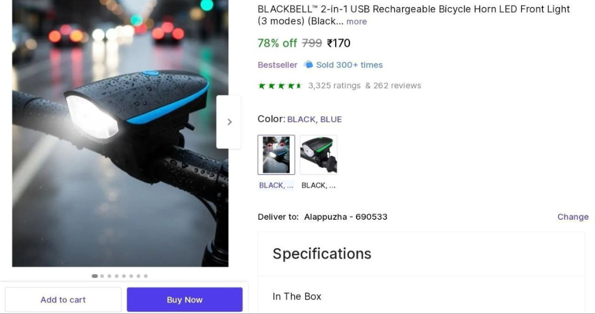 Rechargeable Bicycle Led Front Light With Horn At 170 – Best Price in India