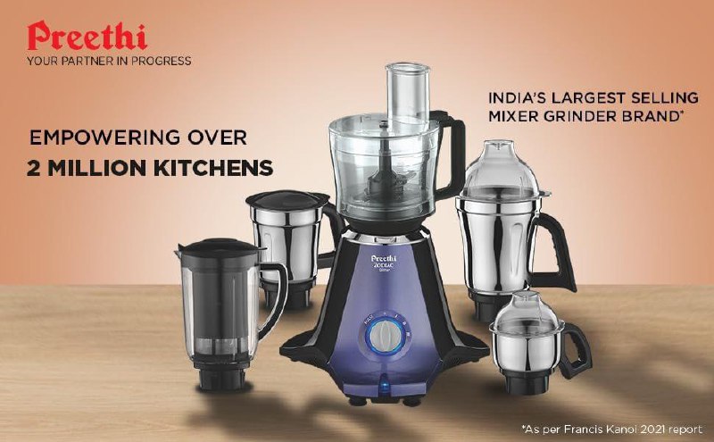 Preethi Zodiac Glitter Mixer Grinder Food Processor I 750 Watt 5 Jars 7999 
